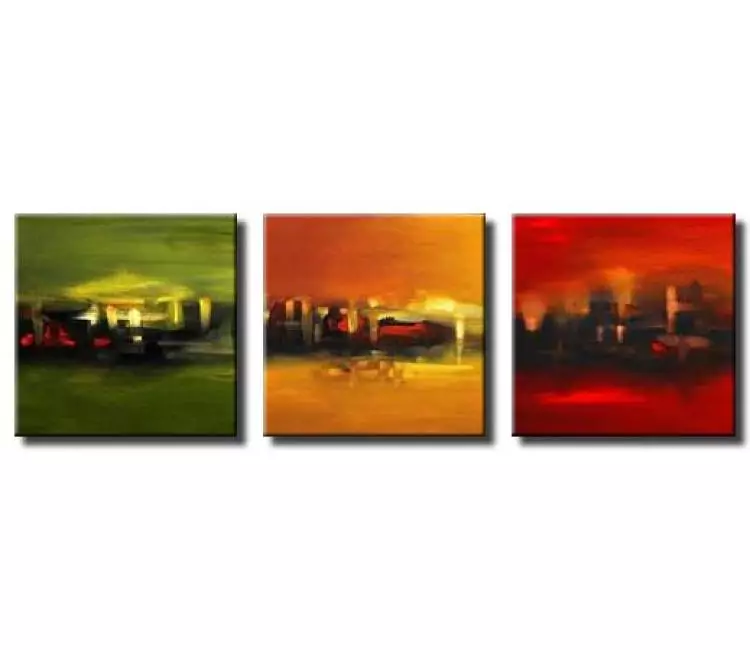 abstract painting - beautiful abstract paintings for sale in red  orange green colors beautiful set of 3 abstract art for living room