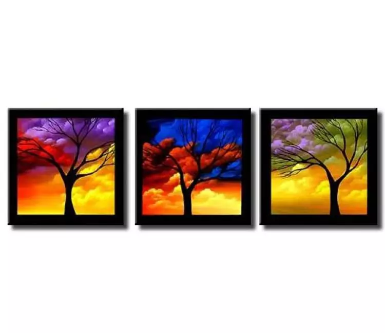 landscape painting - original colorful trees paintings on canvas for living room modern beautiful art