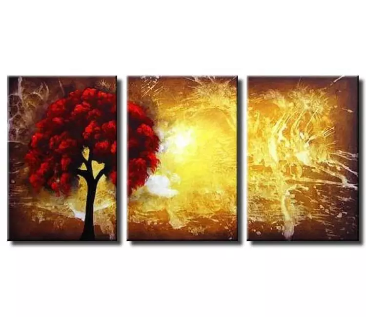 trees painting - big tree painting on multi panel large canvas art modern abstract landscape wall art