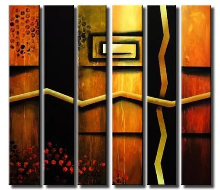 geometric painting - large original black orange abstract painting for living room on canvas modern art