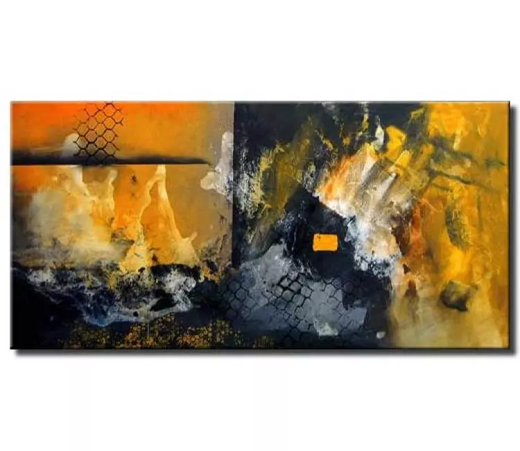 abstract painting - original gray orange abstract painting for living room on canvas modern art