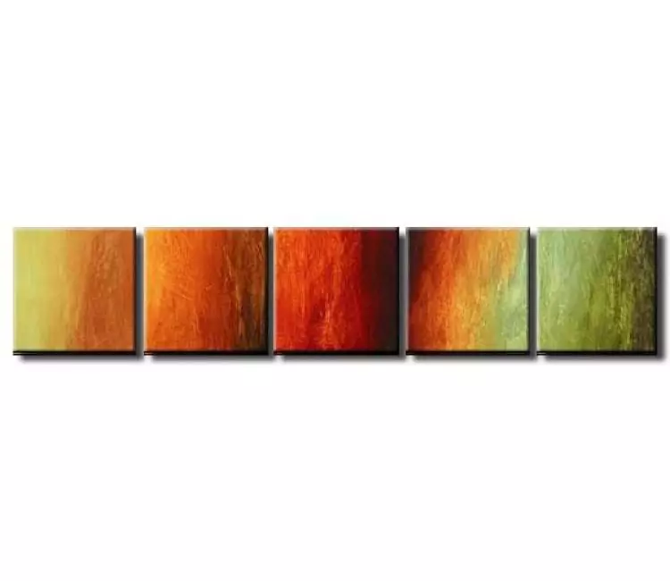abstract painting - original green red orange abstract painting for living room on canvas modern art