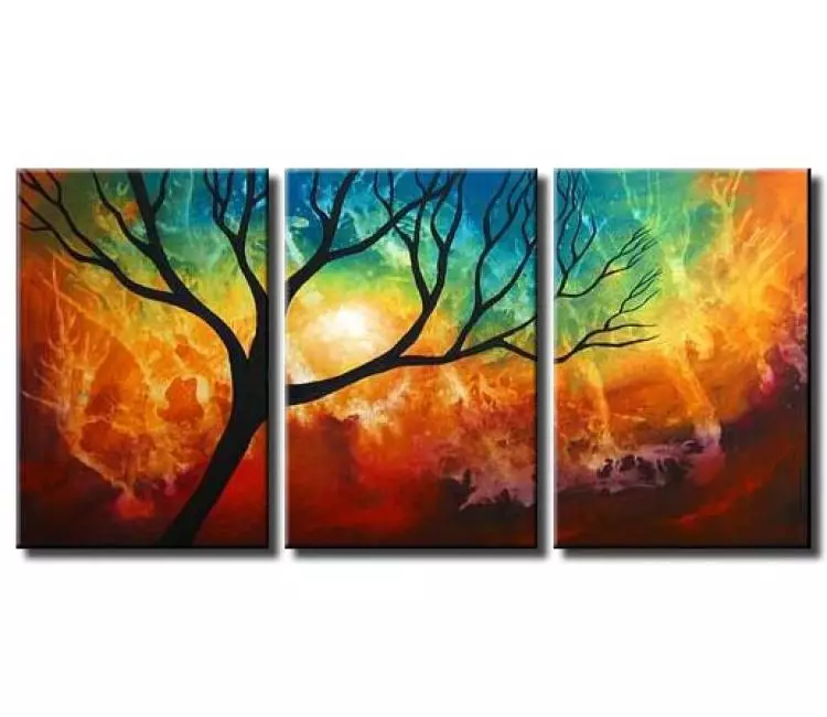 landscape painting - Contemporary abstract tree painting for living room original large modern painting on canvas
