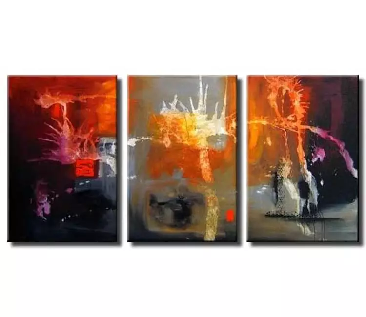 abstract painting - original large orange gray abstract painting for living room on canvas modern art