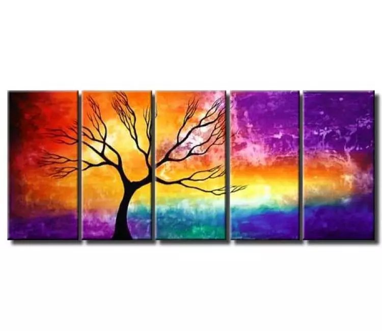 landscape painting - Contemporary landscape tree painting for living room original large modern colorful painting on canvas