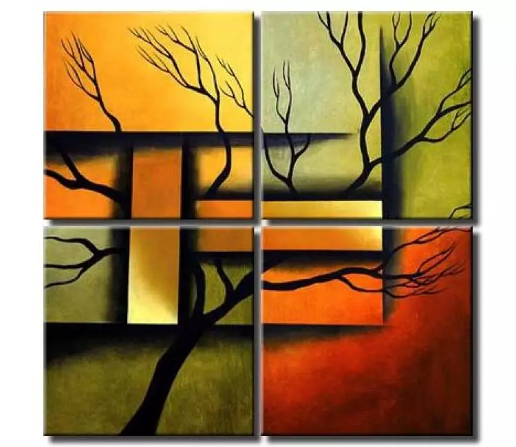 landscape painting - Contemporary abstract tree painting for living room original large modern painting on canvas