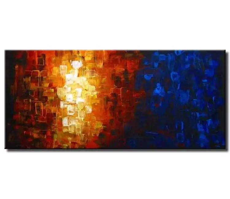 abstract painting - Contemporary textured red blue decorative Art On Canvas Original Big Modern Abstract Painting for living room