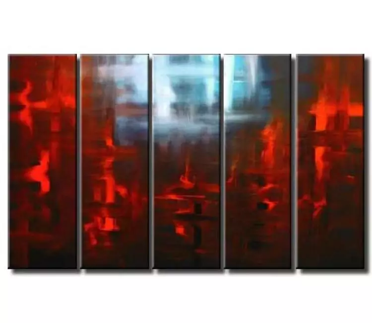 abstract painting - Contemporary red blue decorative Art On Canvas Original Big Modern Abstract Painting for living room