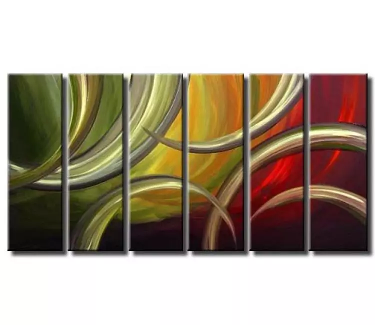 arcs painting - Contemporary green red decorative Art On Canvas Original Big Modern Abstract Painting for living room