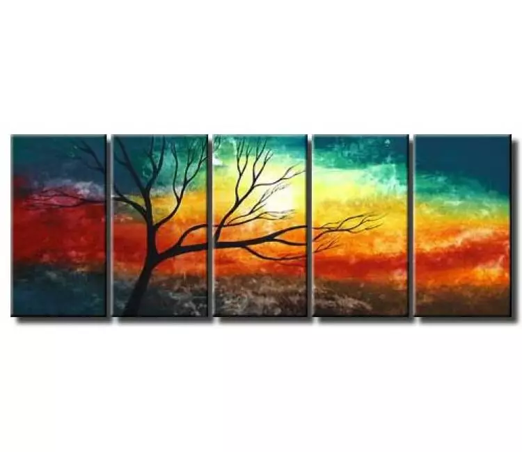 landscape painting - Contemporary abstract tree painting On Canvas Original Big colorful modern landscape painting living room