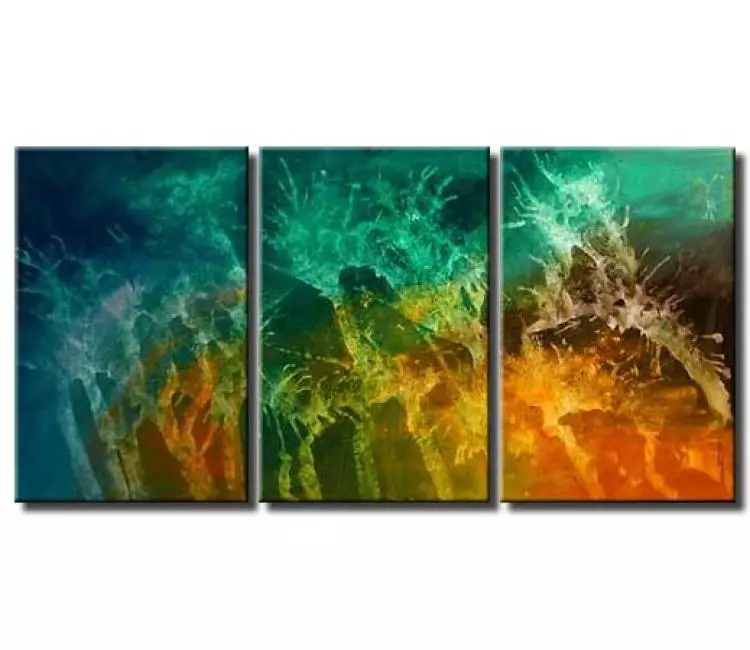 fluid painting - big original turquoise teal abstract painting on canvas modern living room wall art for living room office