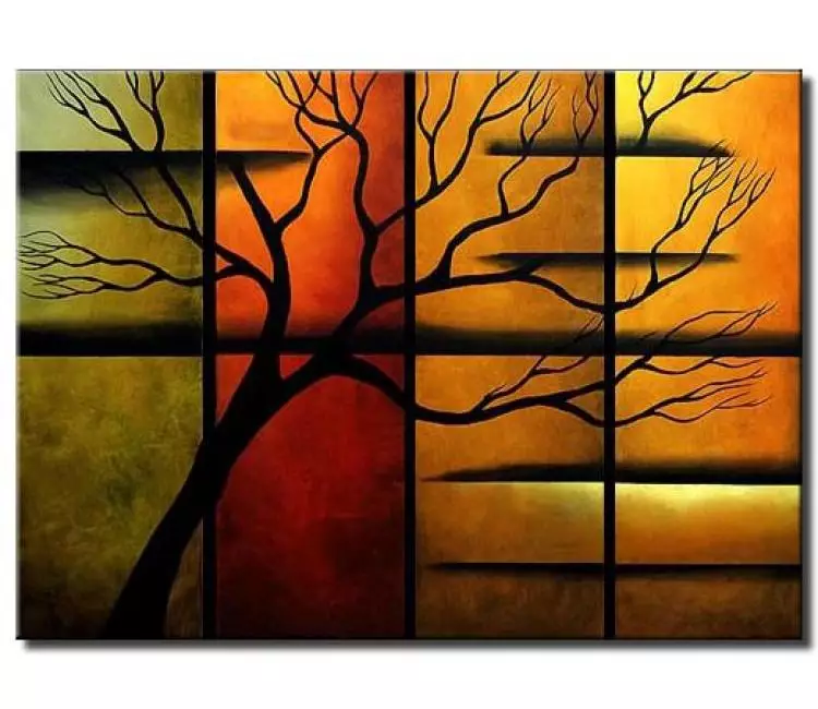 landscape painting - modern abstract tree painting on canvas original decorative tree art for living room