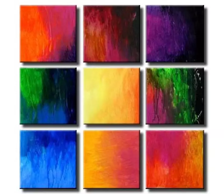 abstract painting - original colorful abstract painting on canvas modern living room set of 9 wall art for living room office
