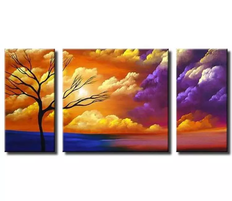 trees painting - modern landscape tree painting on canvas original colorful decorative tree art for living room
