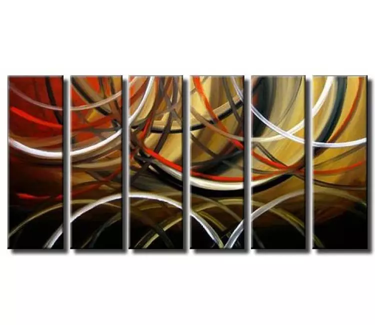 arcs painting - big original brown abstract painting on canvas modern living room wall art for living room office