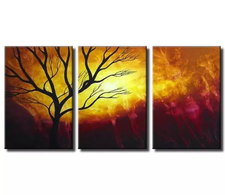 landscape painting - big modern tree painting on canvas original decorative tree art decor for living room