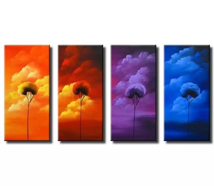 forest painting - modern colorful trees painting on canvas original decorative trees art for living room
