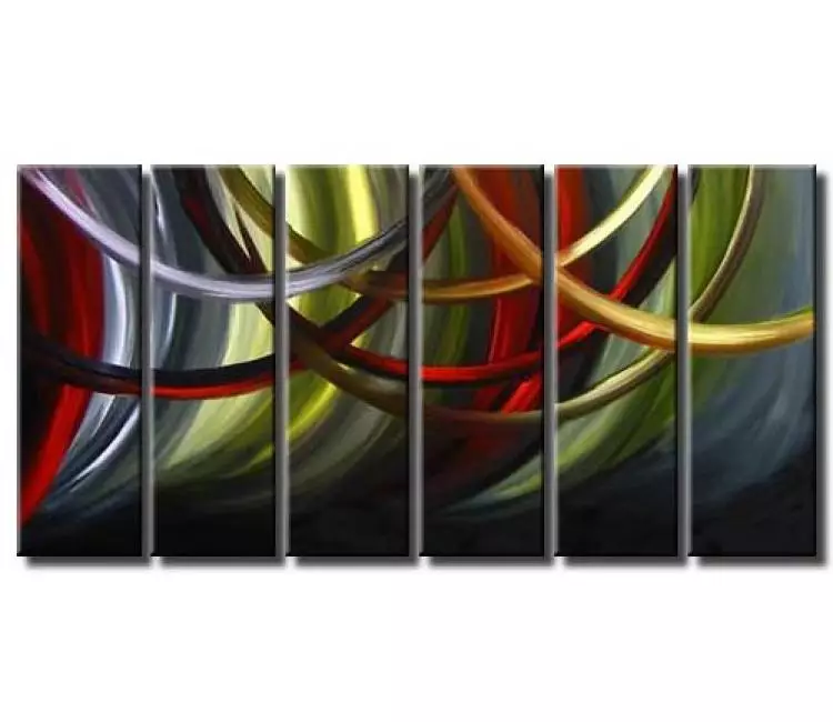 abstract painting - big original green red abstract painting on canvas modern living room wall art for living room office