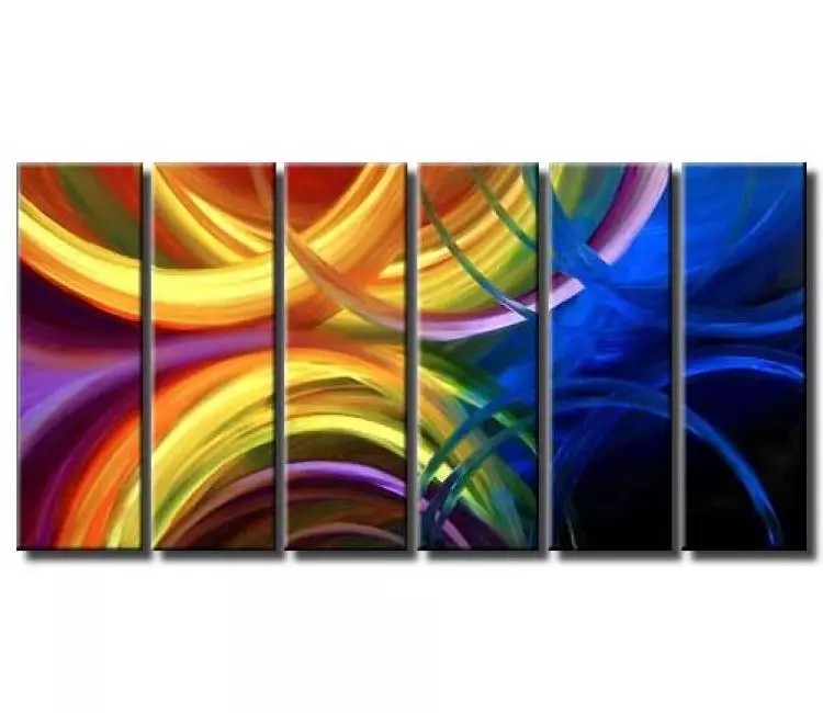 arcs painting - large colorful abstract painting on canvas original big blue modern living room office wall art