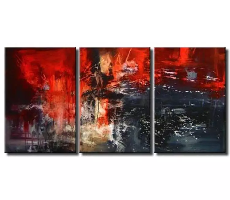 abstract painting - black red abstract painting on canvas big canvas art multi panel modern wall art