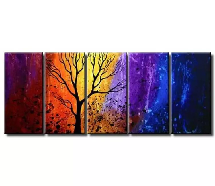 landscape painting - colorful decorative tree painting on canvas original big modern abstract for living room