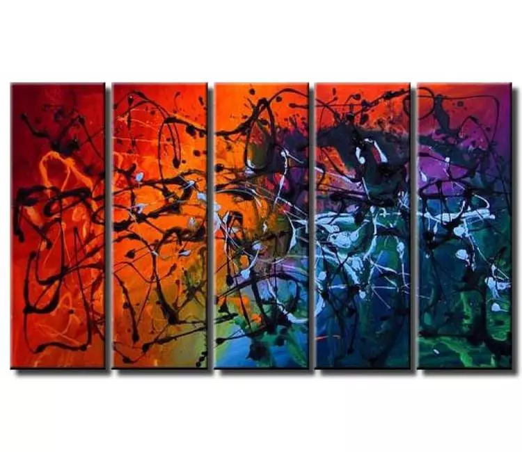 abstract painting - large colorful splash abstract painting on canvas original big modern living room office wall art