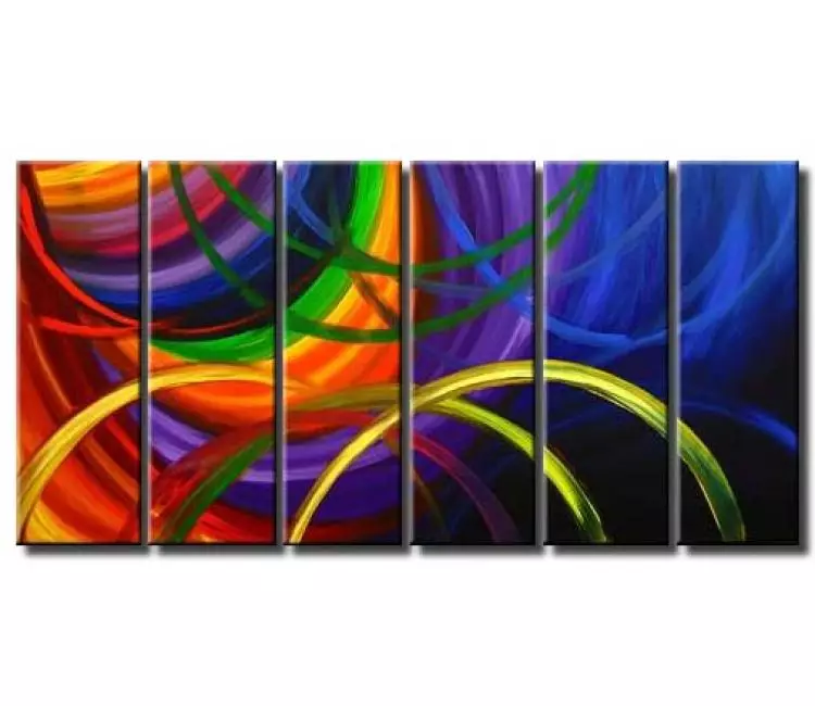 arcs painting - large colorful abstract painting on canvas original big modern living room office wall art