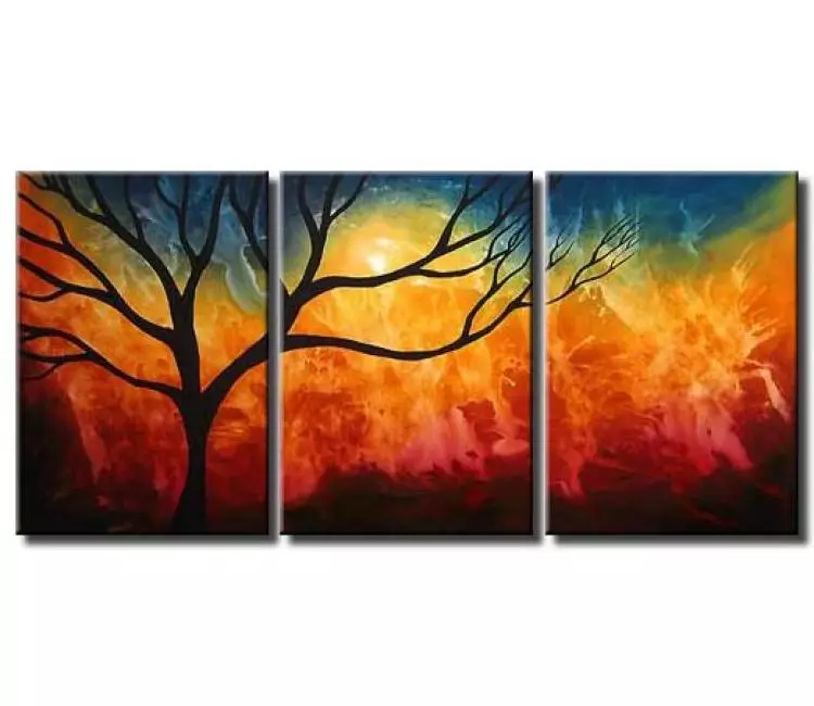 landscape paintings - triptych canvas tree painting