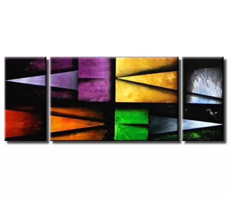 geometric painting - original colorful abstract painting on canvas modern big wall art for living room and office