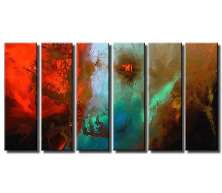 abstract painting - original brown turquoise abstract painting on canvas modern big wall art for living room and office