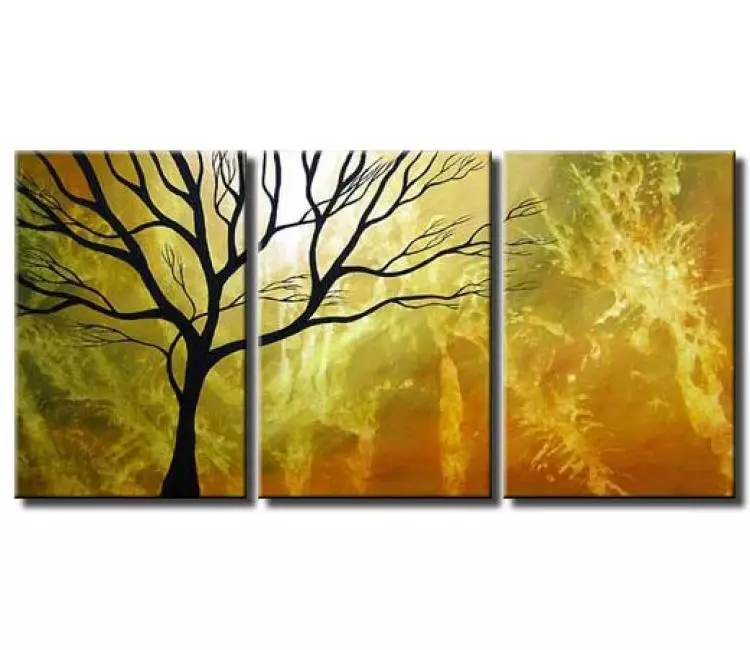 landscape painting - original neutral abstract tree painting on canvas modern big wall art for living room and office
