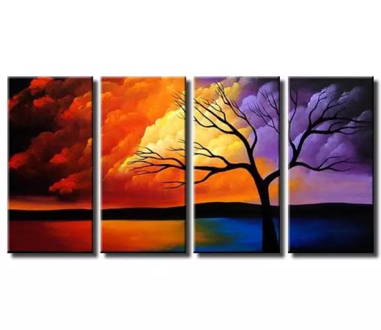 landscape painting - original colorful landscape tree painting on canvas modern big wall art for living room and office