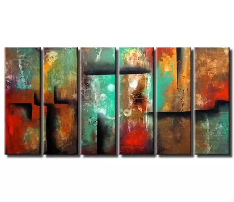 abstract painting - original turquoise abstract painting on canvas modern big wall art for living room and office