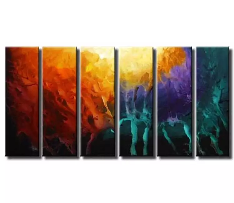 fluid painting - original colorful abstract art on canvas modern big wall art for living room and office