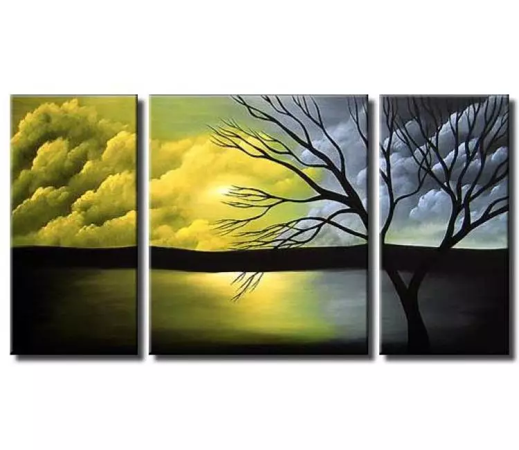 landscape painting - original modern landscape tree painting on canvas sunrise abstract art for living room