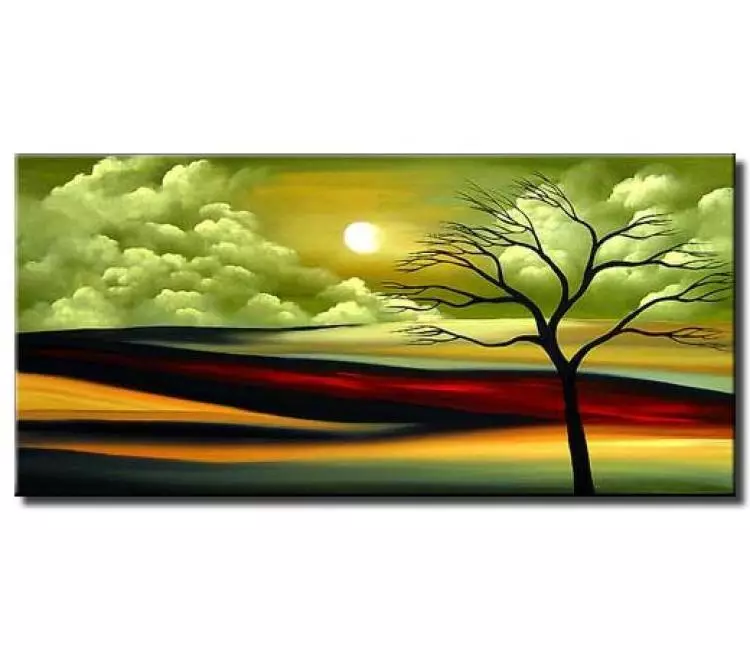 landscape painting - original modern landscape tree painting on canvas sunrise abstract art for living room