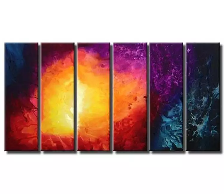 fluid painting - original big colorful abstract painting on canvas modern wall art for living room and office art