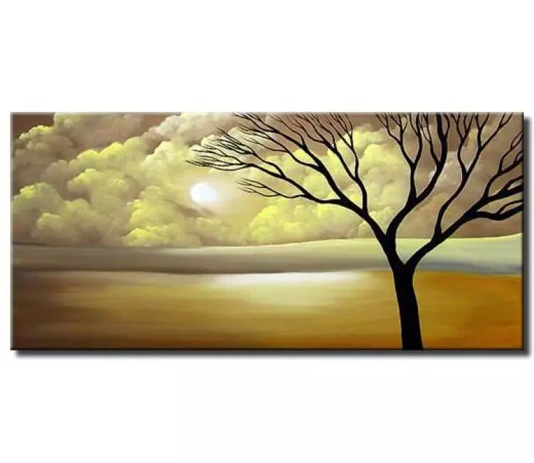 original neutral landscape sunrise painting on canvas modern living room nature art