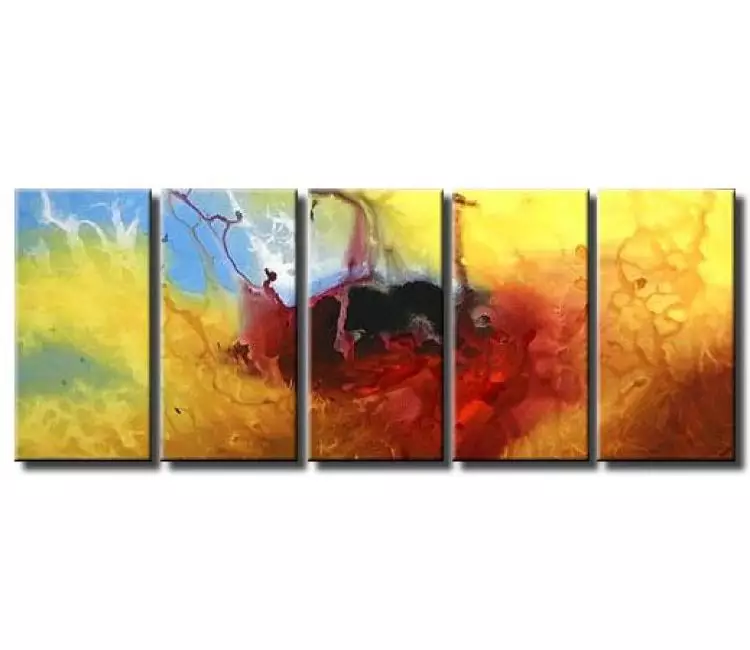 fluid painting - contemporary yellow abstract painting on canvas original modern wall art for living room