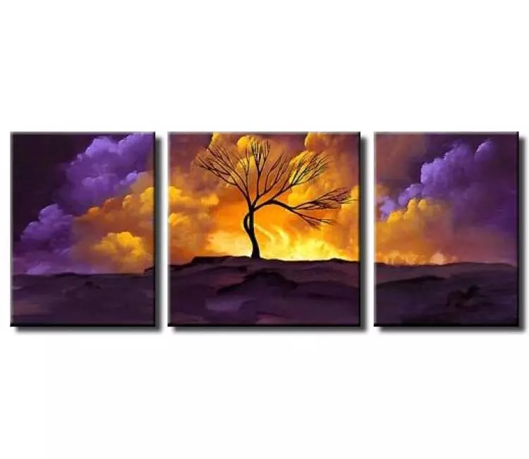 trees painting - purple modern tree abstract painting on canvas original landscape art