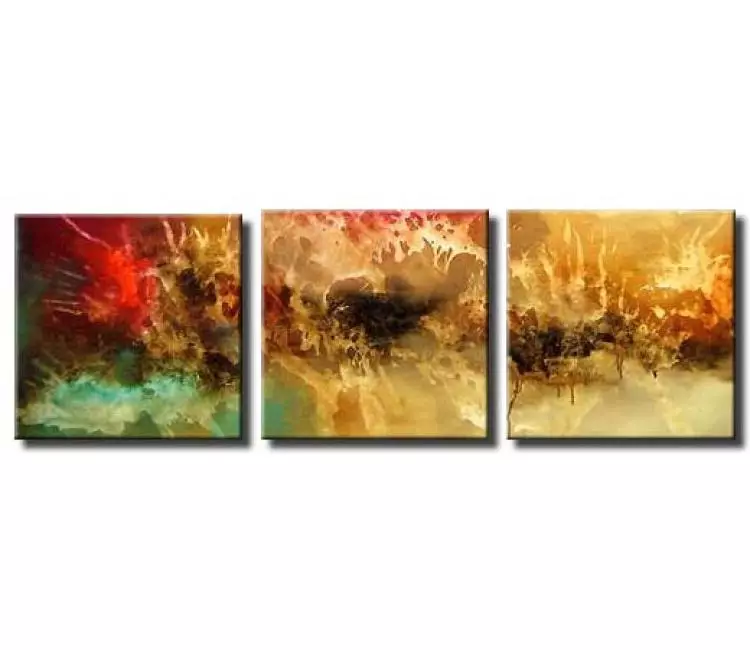 fluid painting - neutral abstract painting on canvas original modern triptych living room wall art