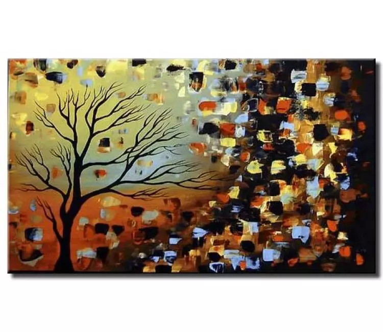 landscape paintings - modern neutral textured abstract tree painting on canvas original wall art for living room