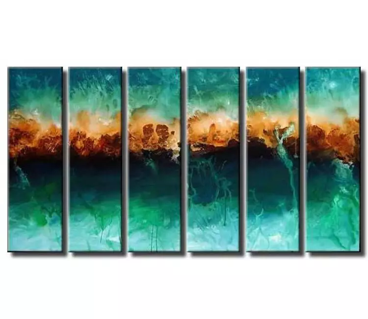 fluid painting - big modern turquoise abstract wall art on canvas original large contemporary art decor