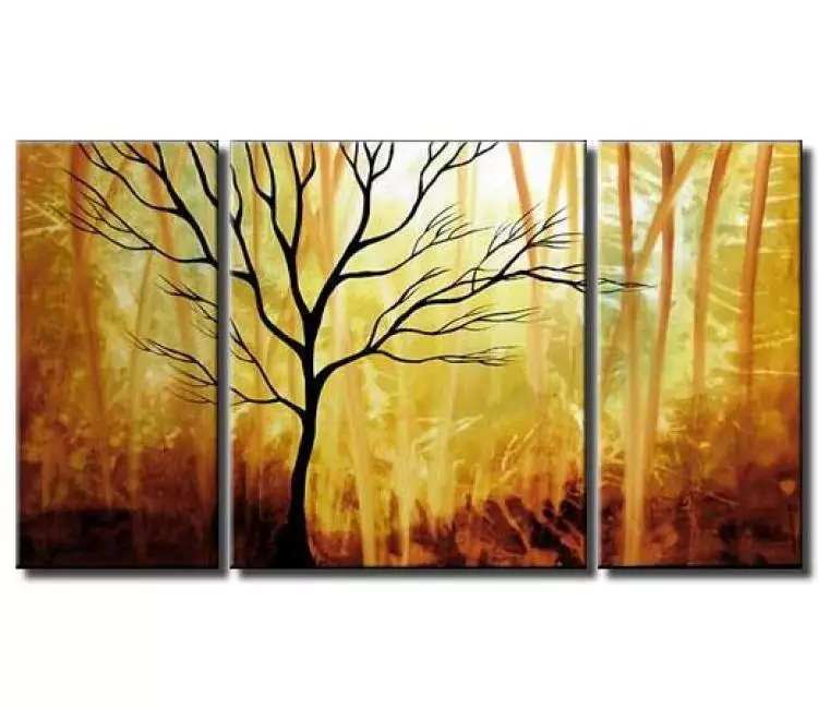 landscape paintings - beautiful modern yellow abstract tree painting on large canvas original big contemporary tree art decor