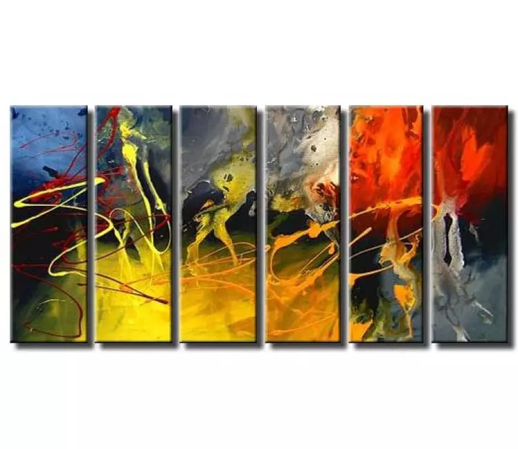 abstract painting - big modern colorful yellow abstract painting on canvas original large contemporary art decor