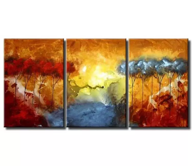 forest painting - big modern Landscape trees Painting on Canvas original large trees art for living room