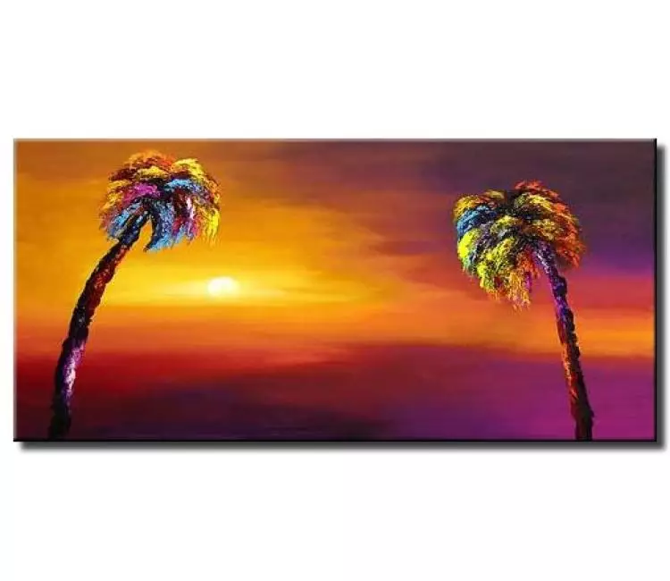 trees painting - modern colorful abstract palm trees painting on canvas beautiful living room wall art