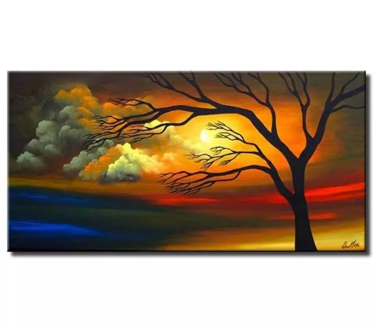 trees painting - modern colorful abstract trees painting on canvas original beautiful acrylic landscape art