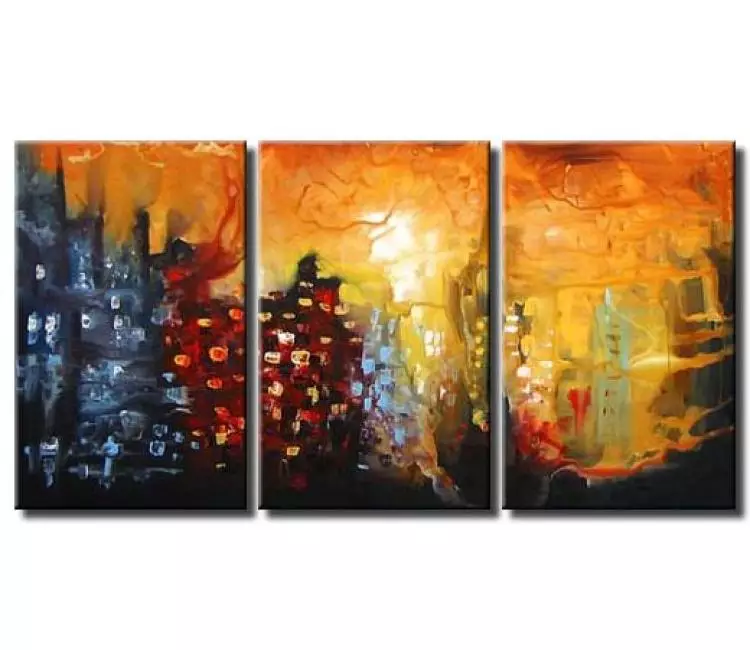 cityscape painting - big modern colorful textured abstract city painting on canvas original large contemporary art decor
