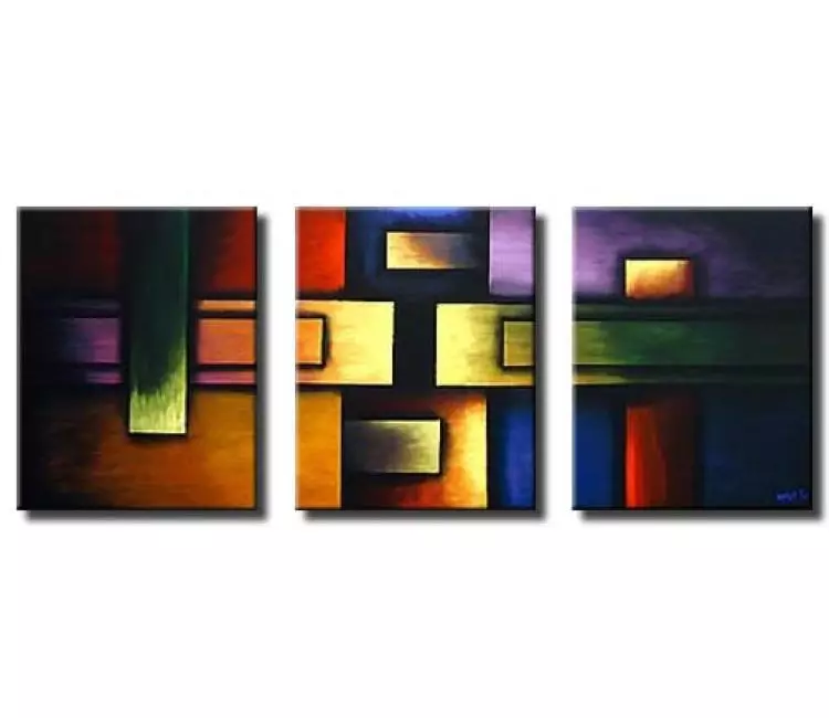 geometric painting - original big colorful geometric abstract art on big canvas modern wall art for living room